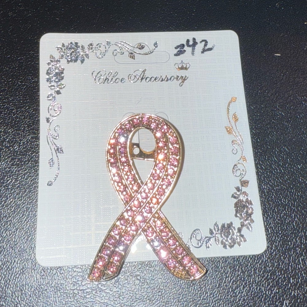 Faux Diamond Brooch~Pink Breast Cancer Awa